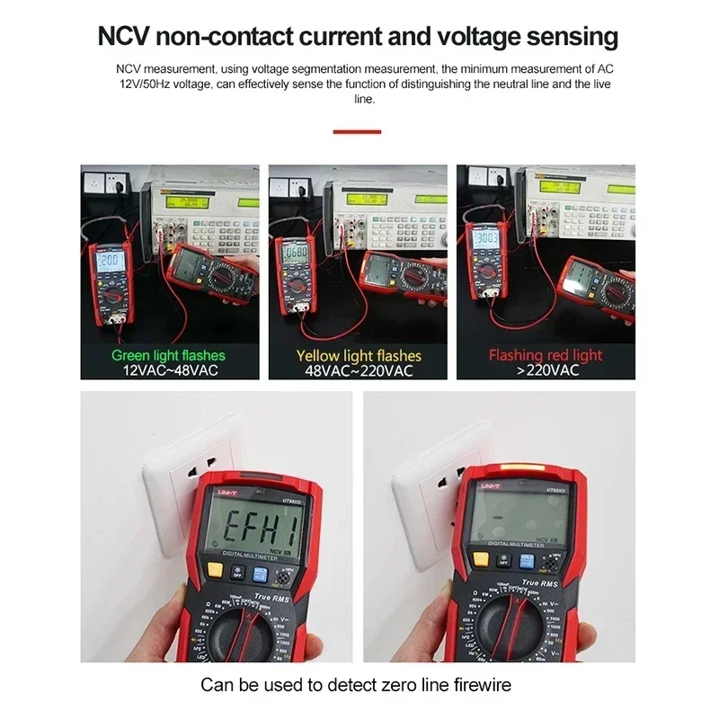 Imagem -02 - Uni-t Ut89x Ut89xd Multímetro Digital Profissional True Rms Ncv 20a Corrente ac dc Voltímetro Resistência Capacitância Tester