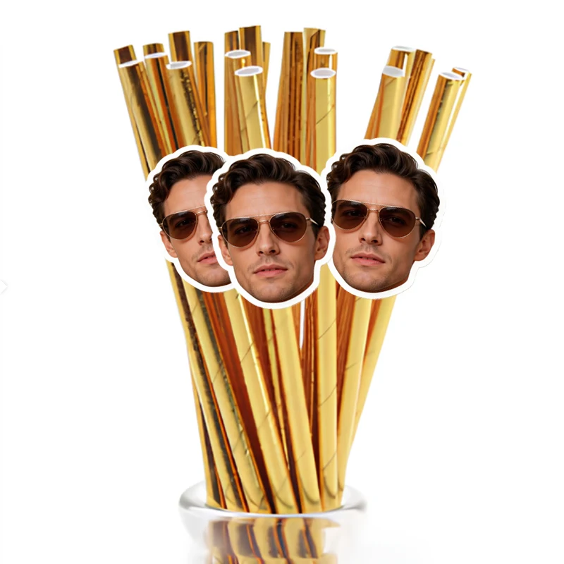 

50pcs Custom Straws for Photo Face, Bachelorette Party Straws, Personalized Birthday Straw, Bachelorette Party Decoration