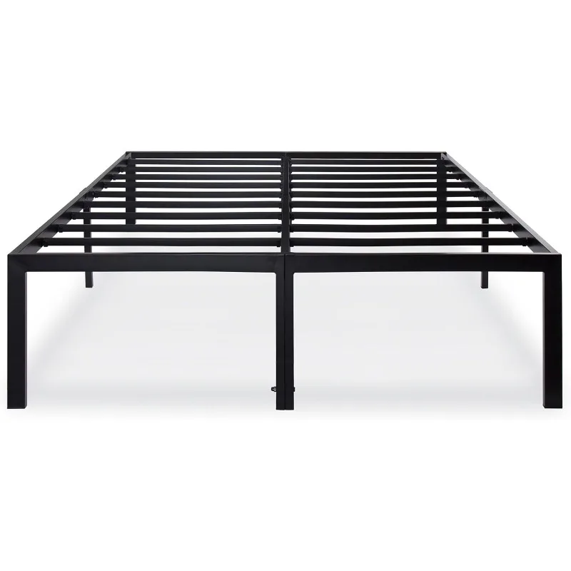 

18Inch Steel Slat Anti-Slip Support,Platform Bed Frame,Noise Free Steel Mattress Foundation,No Box Spring Needed,Black,King Size