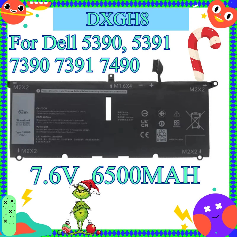 7.6V, 6500MAH, Replacement Laptop Battery For Dell, Part Number DXGH8, HK6N5, Fits 5390, 5391, 7390, 7391, 7490