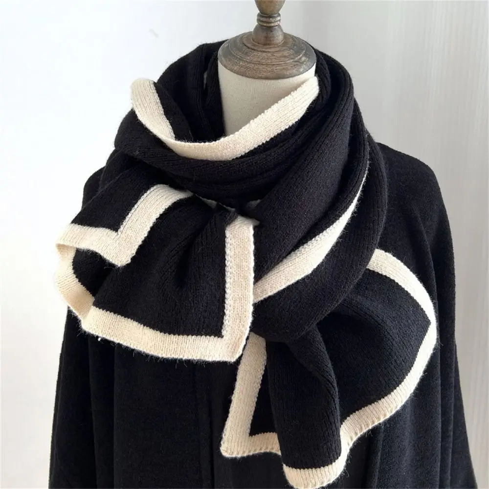 Fashion Winter Warm Wool Scarf Elastic Thick Knitted Scarves Striped Neckerchief for Women Female