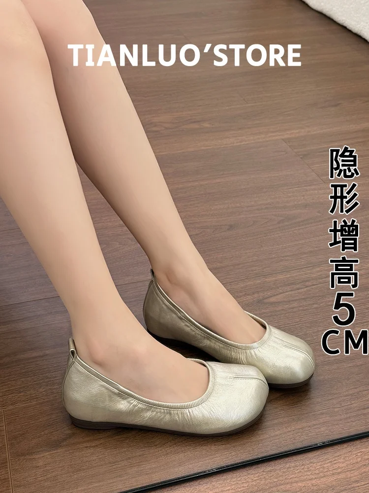 ultra-soft-sheepskin-ballet-flat-shoes-women's-slip-on-toe-separated-flats-fashionable-commute-casual-round-toe-rubber-sole