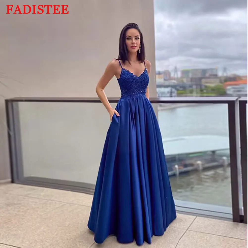 

Вечерние платья по индивидуальному заказу 2025, длинное роскошное вечернее платье для выпускного вечера для женщин, кружевные аппликации на тонких бретельках, вечерние халаты De Soirée