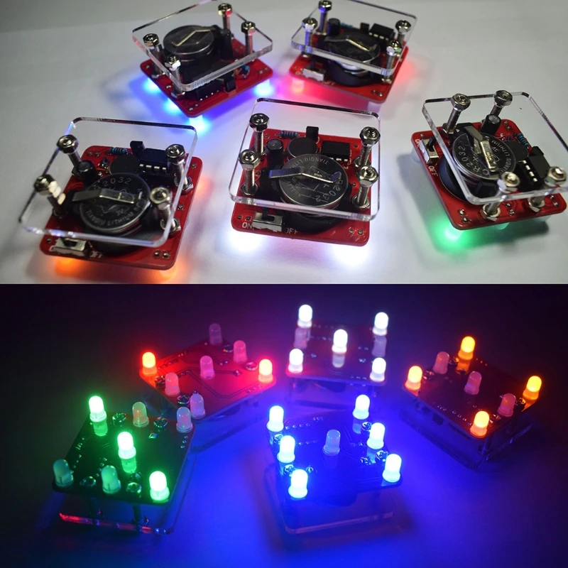 DIY Swing Shaking LED Dice Kit (No battery) Breathing Led Effect with Small Vibration Motor Diy Electronic Kits DropShipping