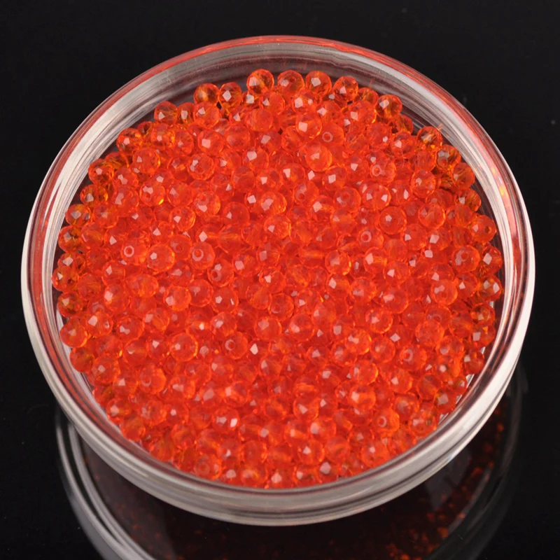 Rondelle Faceted Czech Crystal Glass Orange Color 3mm 4mm 6mm 8mm 10mm 12mm 14mm 16mm Loose Spacer Beads for Jewelry Making DIY