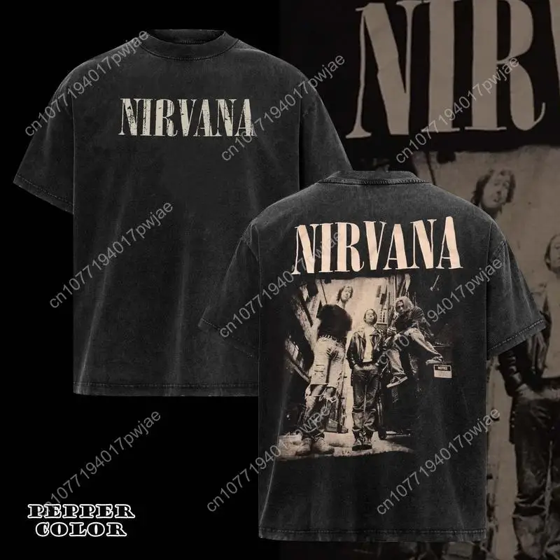 [Sammlung] Nirvana Kurt Cobain T-Shirt Geschenk für Bandfans Herren- und Damen-Freizeit-T-Shirt aus Baumwolle mit Rundhalsausschnitt Schöner Grap