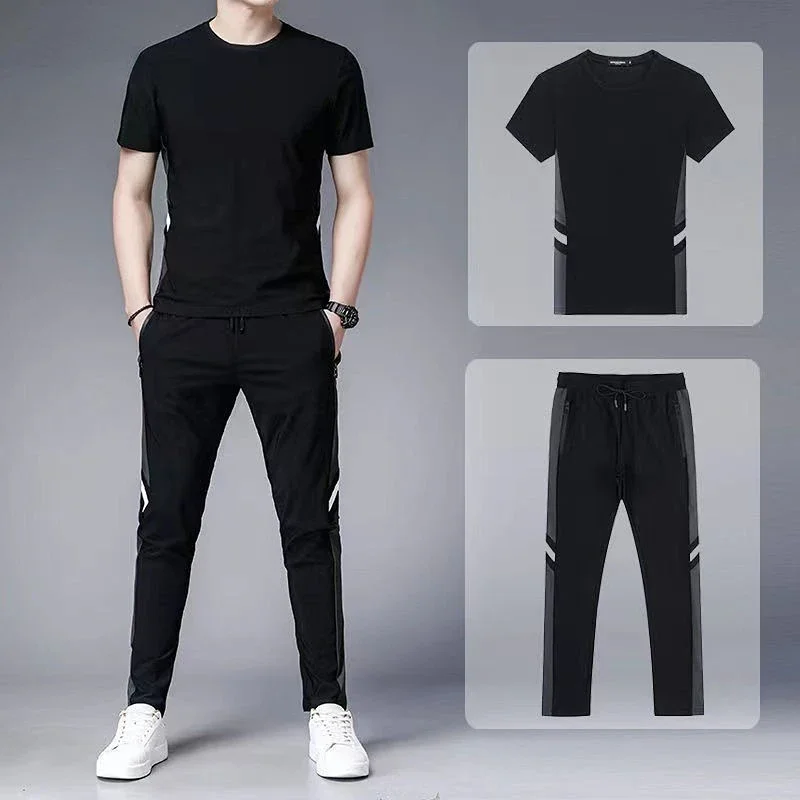 

Male T Shirt No Logo Clothes for Men Jogging Pants Sets Plain Top Gym Sports Suits Sportswear Tracksuit Luxury Slim Fit Xl Chic