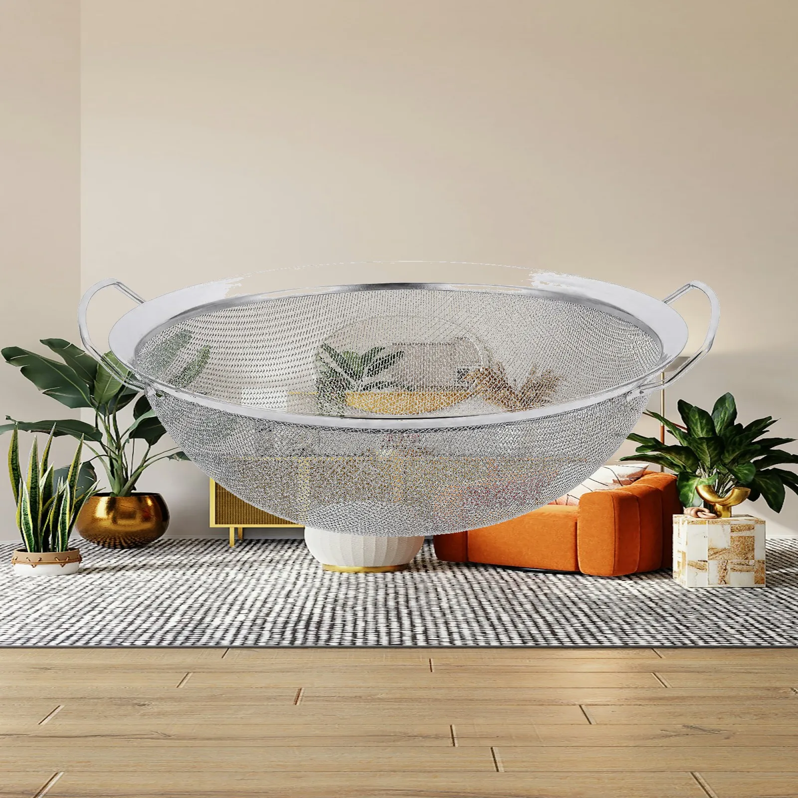 Stainless Steel Coating Strainer 60 Mesh with Side Handles for Paint Container Use