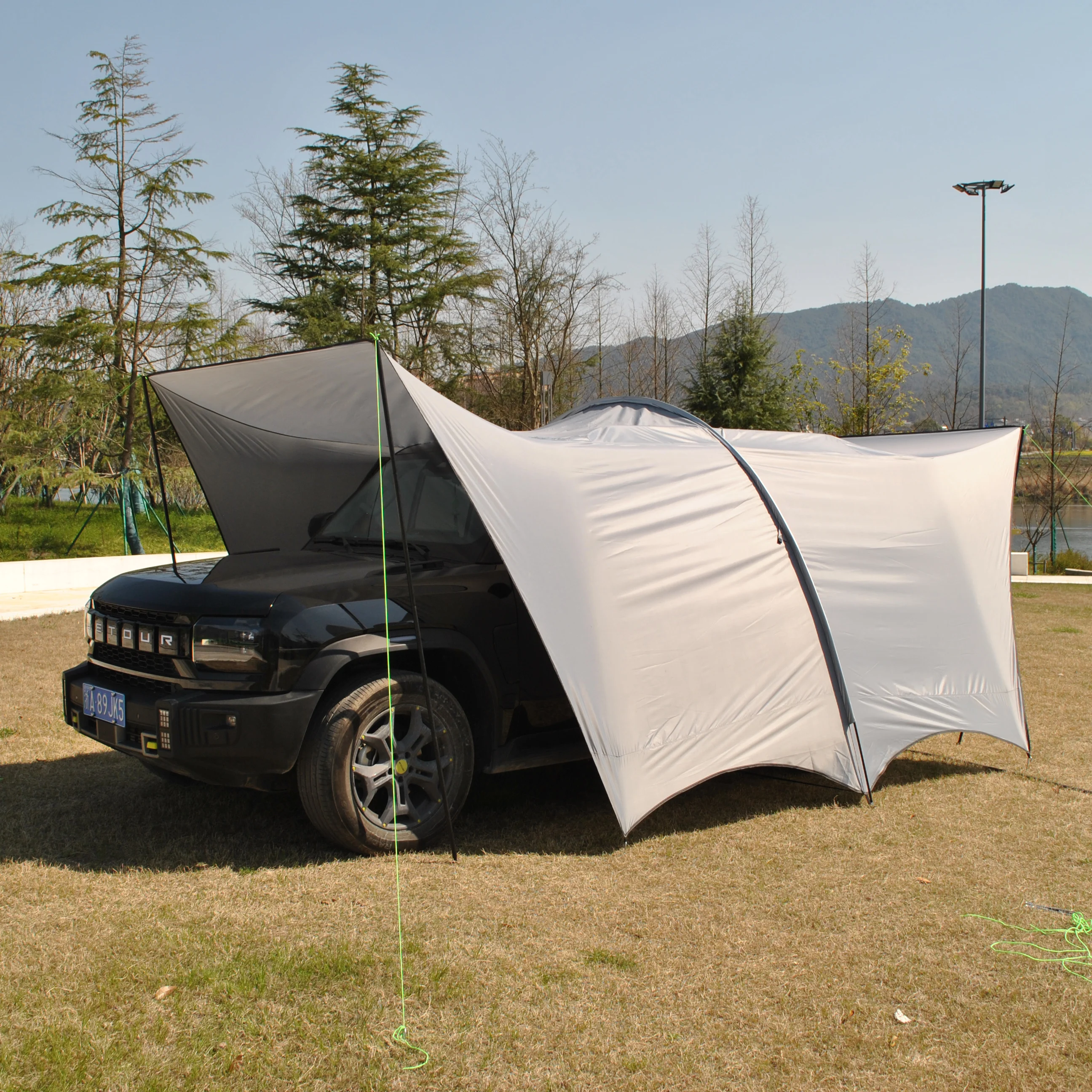 Camping Tarp 6 Person Car Awning Blackout Waterproof Hammock Rain Fly Sun Shade Rain Protection Canopy for Outdoor Beach Picnic view 3