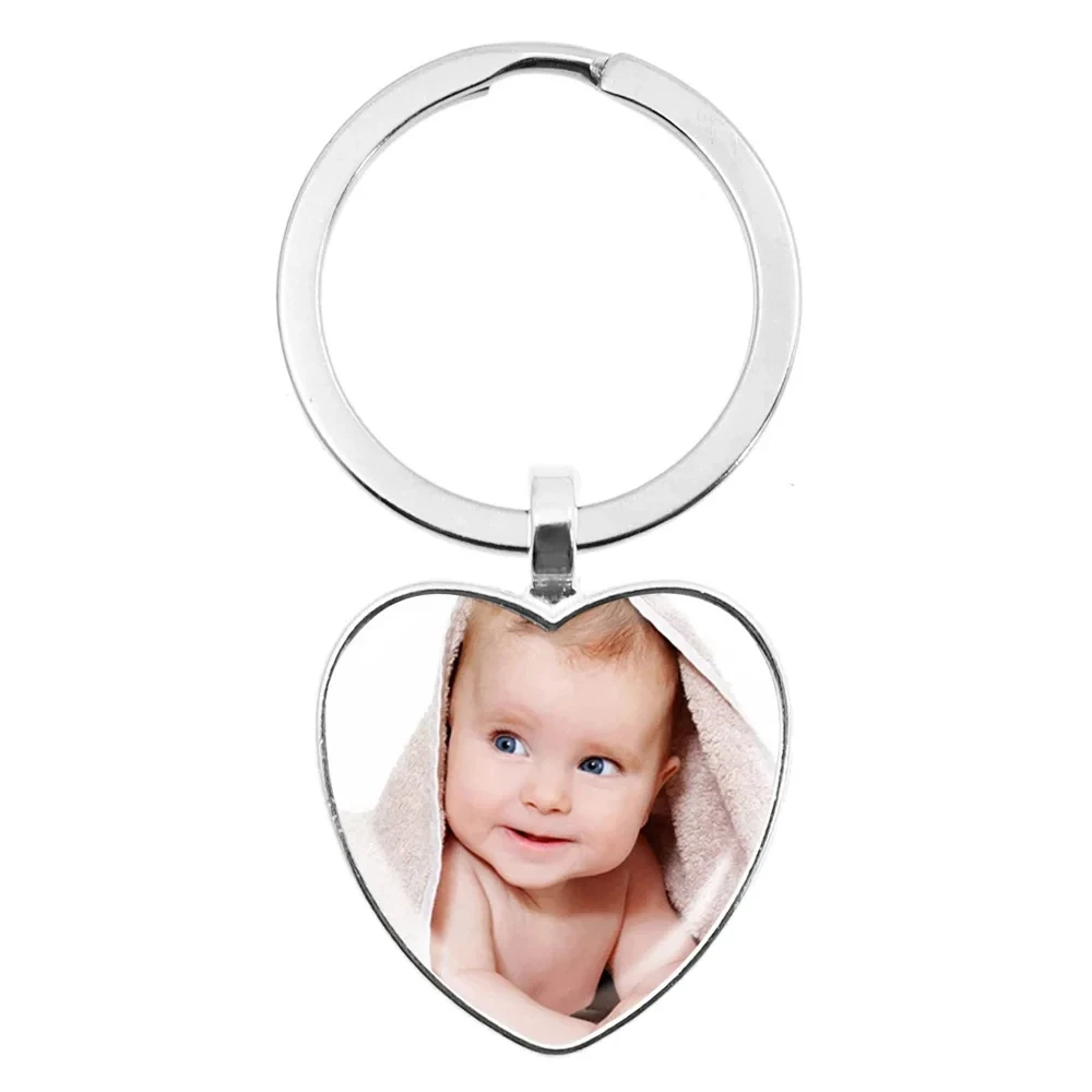 Personalized Photo Pendants Custom Baby Photo Text Logo Heart Shape Keychain Child Mom Dad Grandparent Family Anniversary Gift ﻿