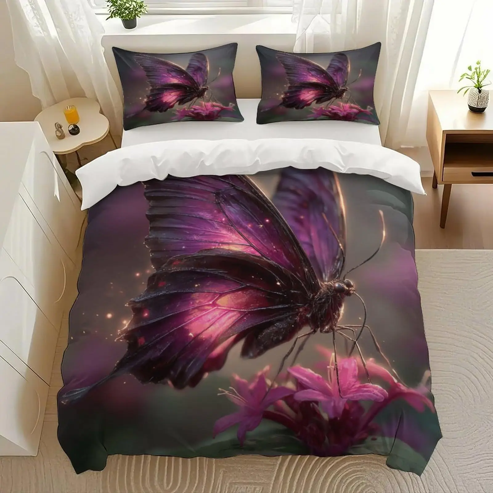 

2/3pcs bedding set Digital Print Comfortable Duvet Cover for Home Bedroom Decoration, 1 Duvet Cover and 2pillowcase with Zippers