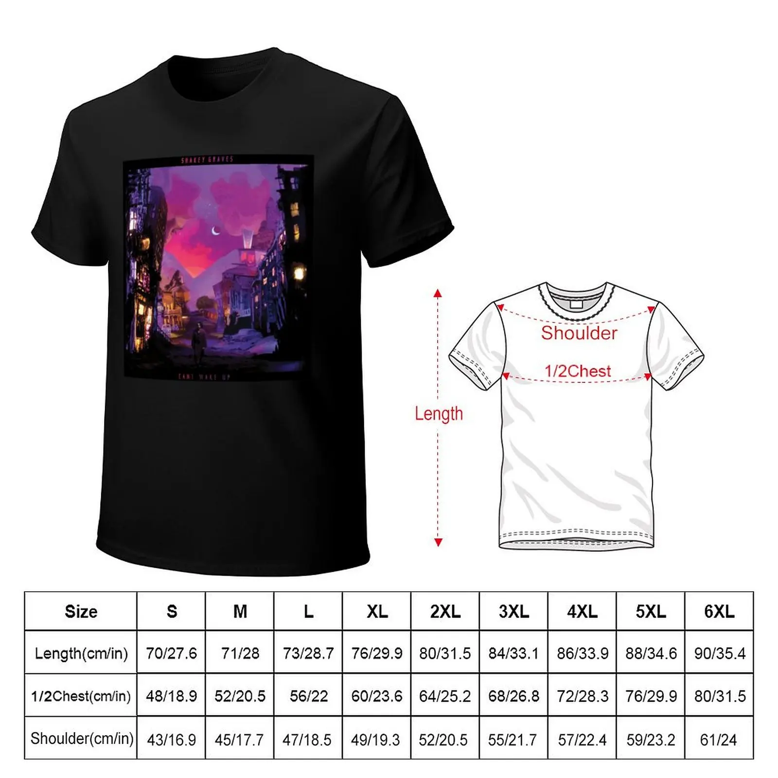 Can't Wake Up- Shakey Graves Album Cover T-Shirt Vintage Print Crew Neck Tee