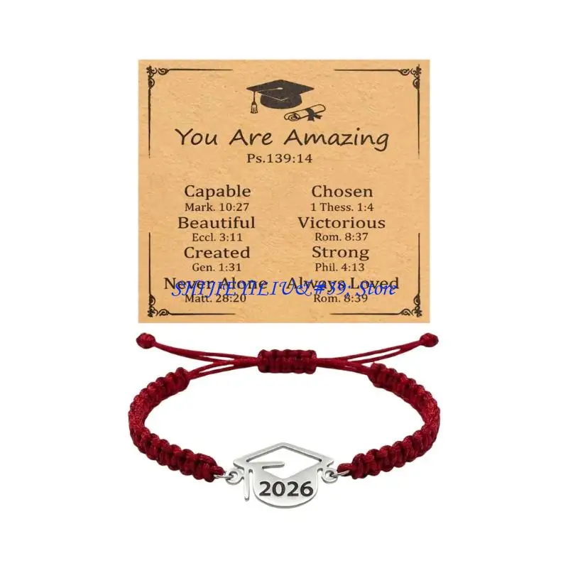 E21F Elegant Black And White Graduation Rope Bracelet With 2026 Charm Stylish Design