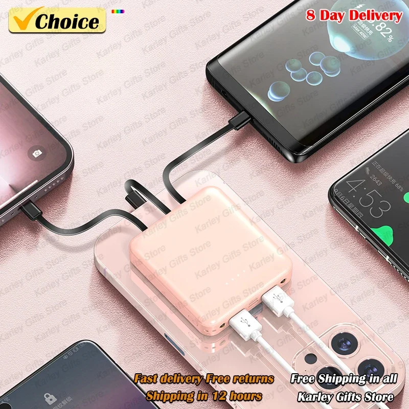 Mini Convenient Charging Bank Mobile Power Fast Charge Large Capacity Pocket Portable Mobile Power Gift Ultra-thin 6000 Mah