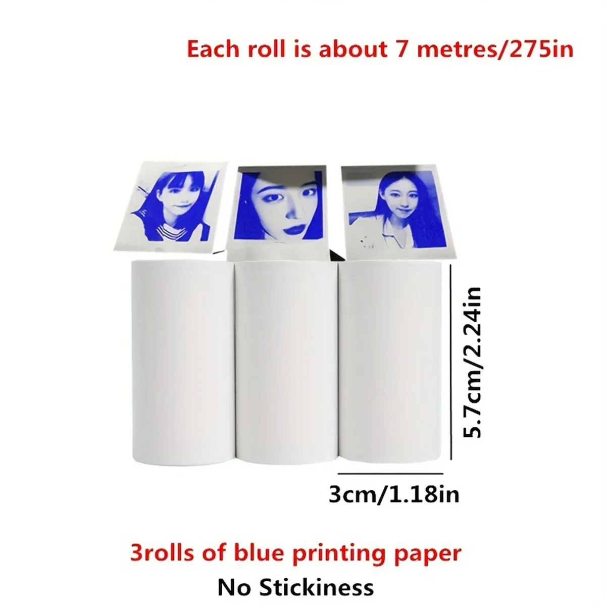 3Rolls Blue on White Mini-Printer Thermal Paper for Clear and Crisp Printing