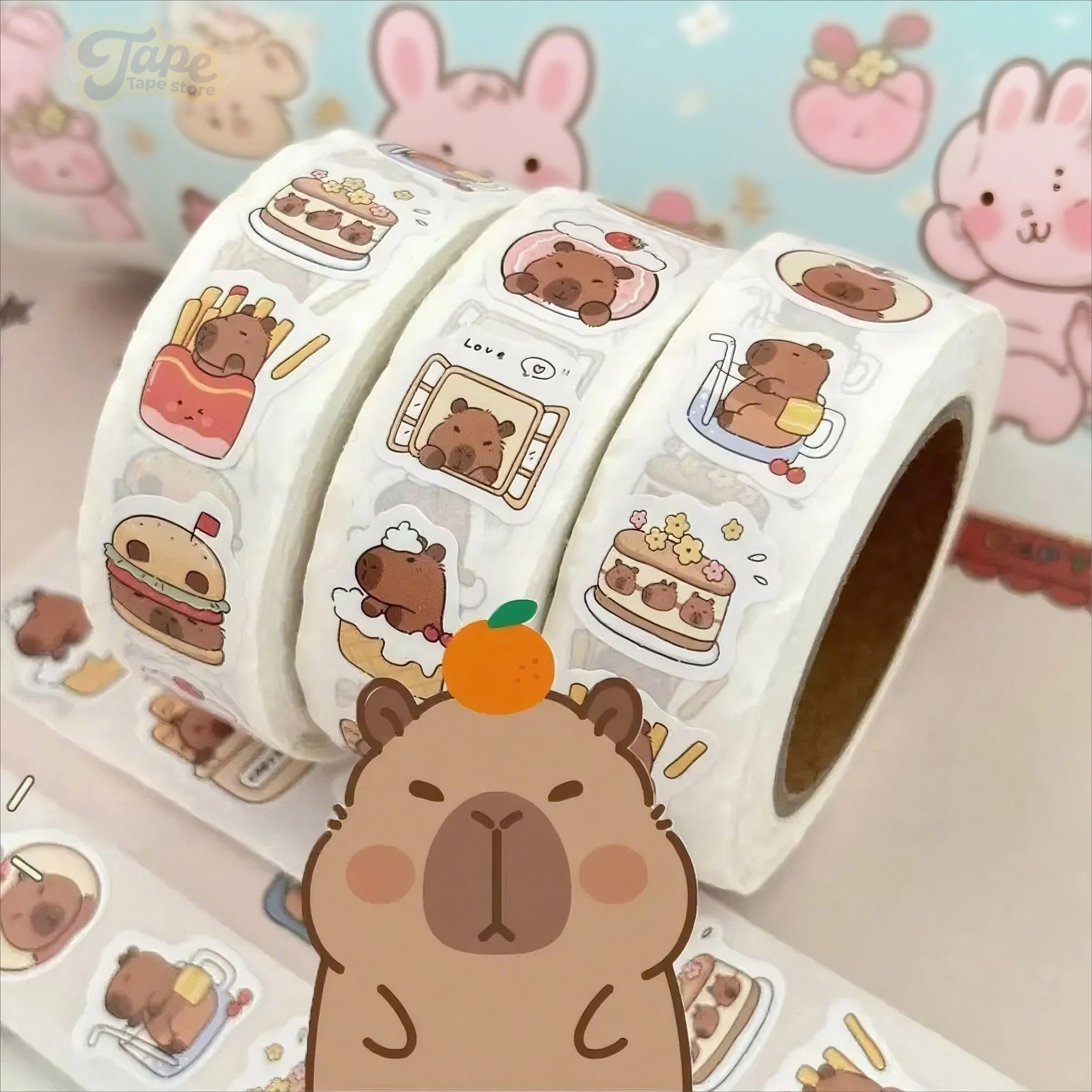 

300Pcs/Roll Capybara Stickers Kawaii Cartoon Animal Decals Scrapbook Laptop Phone Luggage Graffiti Decals Decor DIY Sticker