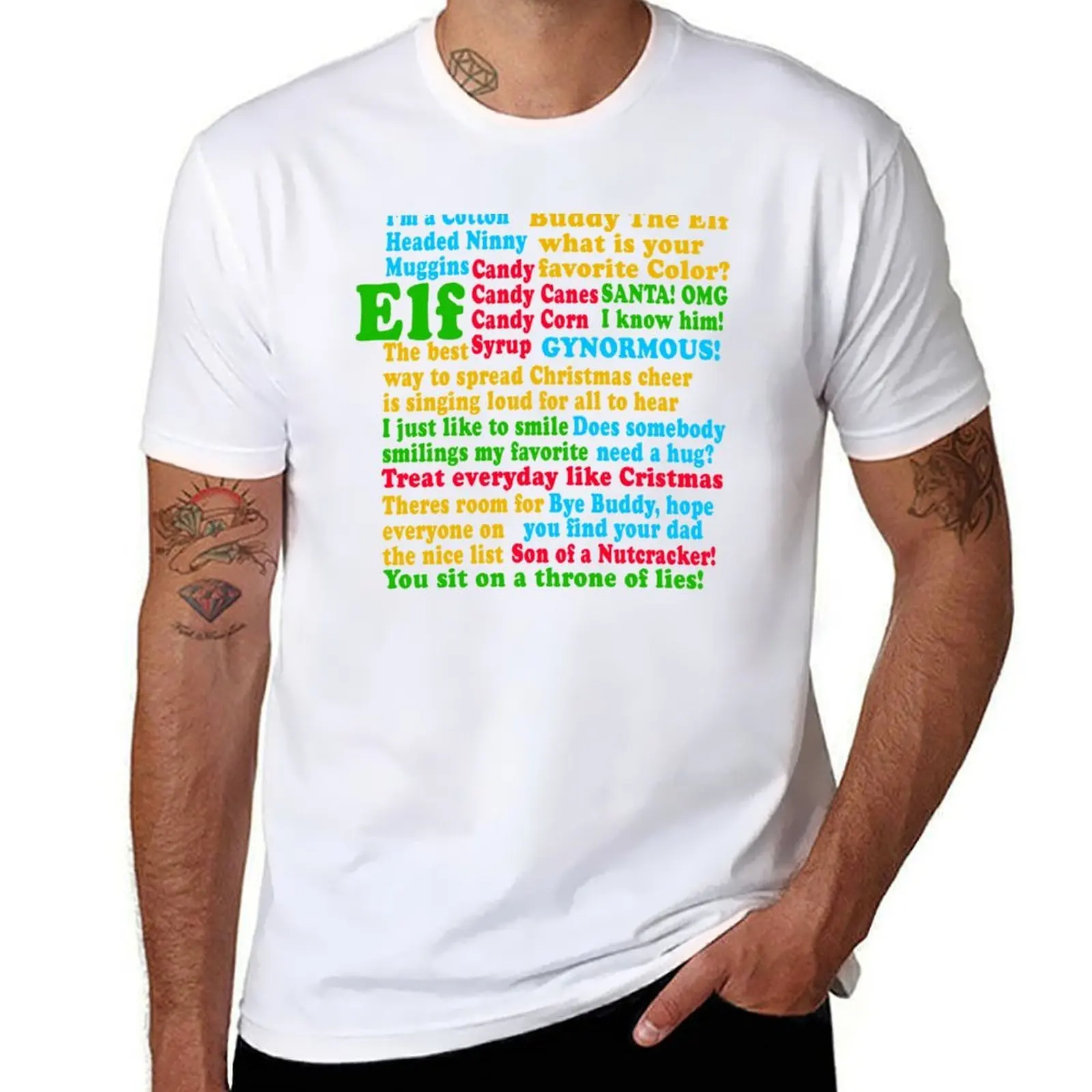 

Elf Quotes T-Shirt man t shirt cotton high quality man t shirts for men casual T-Shirt