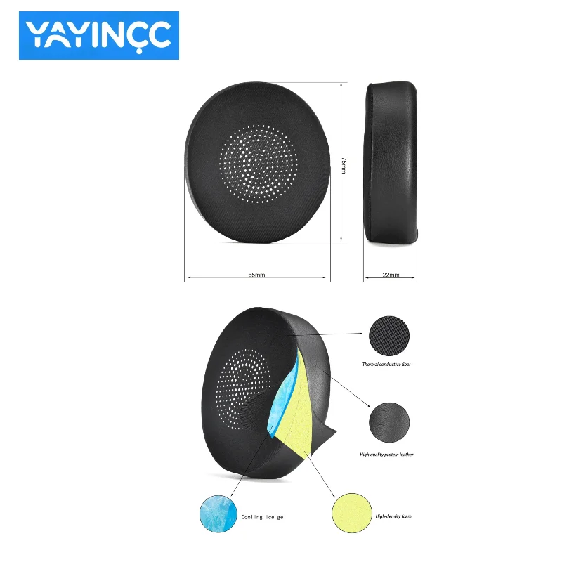 Bantalan Telinga Kulit/Jel Es/Jaring Pengganti Cocok untuk Suku Cadang Perbaikan Headphone Jabra ELITE 45H Evolve2 65 dengan Gesper Plastik