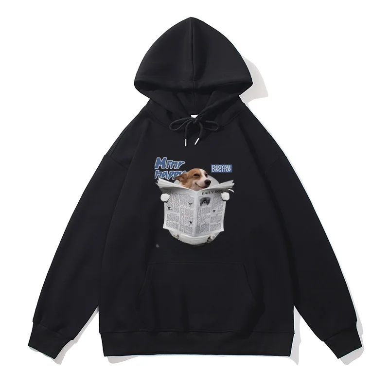 

Оригинальный дизайн, толстовка с собачьим принтом, круглый вырез, из чистого хлопка, свободный крой, осенне-зимняя, удобная, молодежная, стильная.