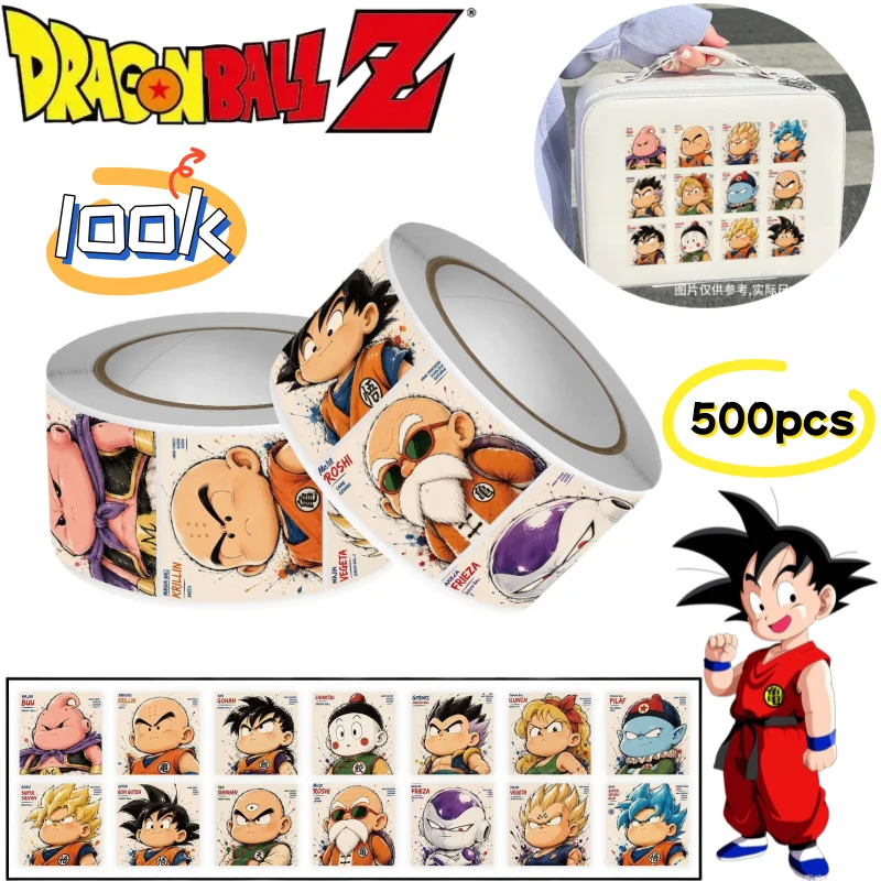 Neue Dragon Ball Son Goku Vegeta 500 Stück Rollensticker, hohe Farbintensität, Q-Edition, Druck, Schüler-Handbuch, DIY, wasserfester Sticker – Detail 1