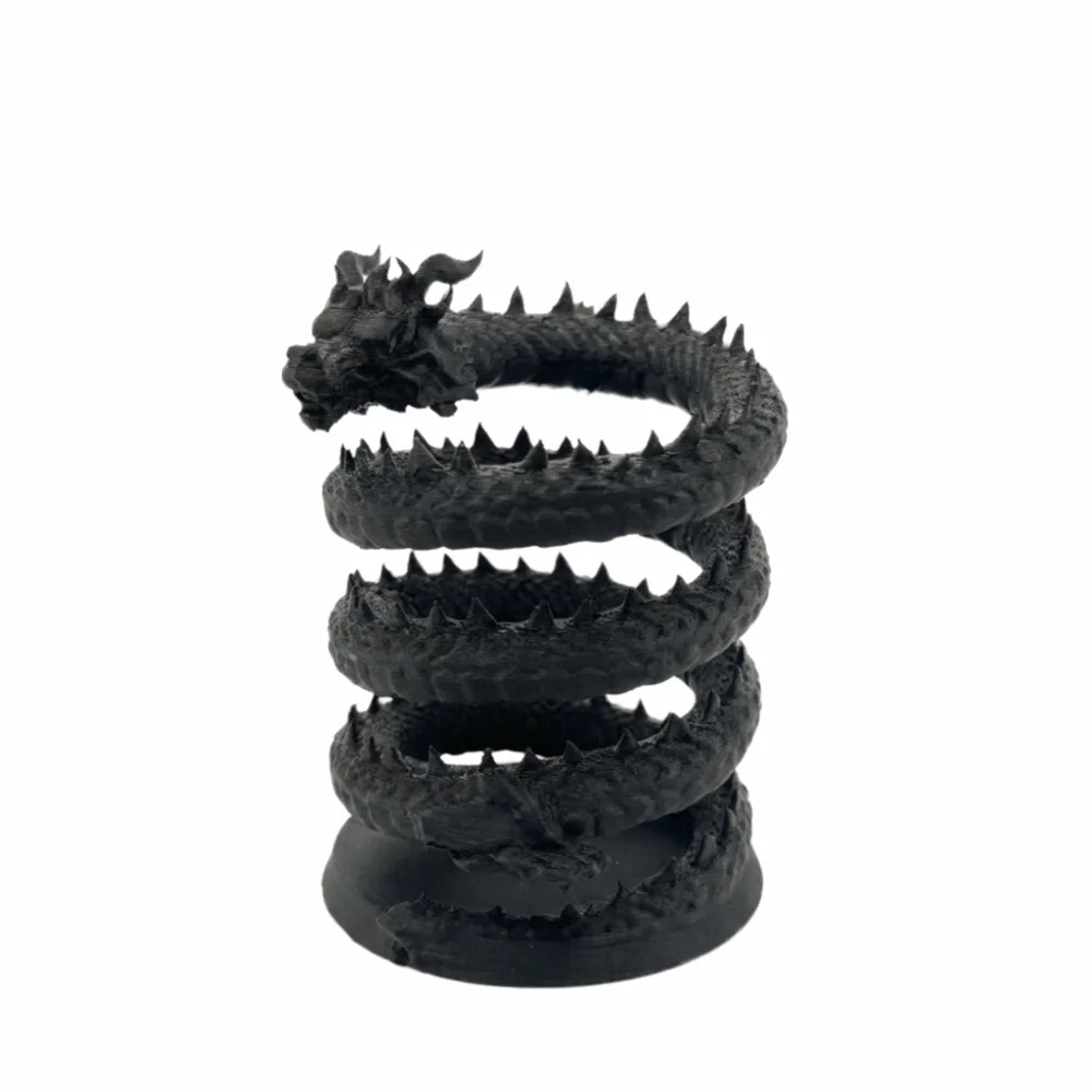 Cool Black Dragon Pen Holder Spiral Coiled 3D Printed Desktop Statue Multi-purpose Creative Storage Holder Office