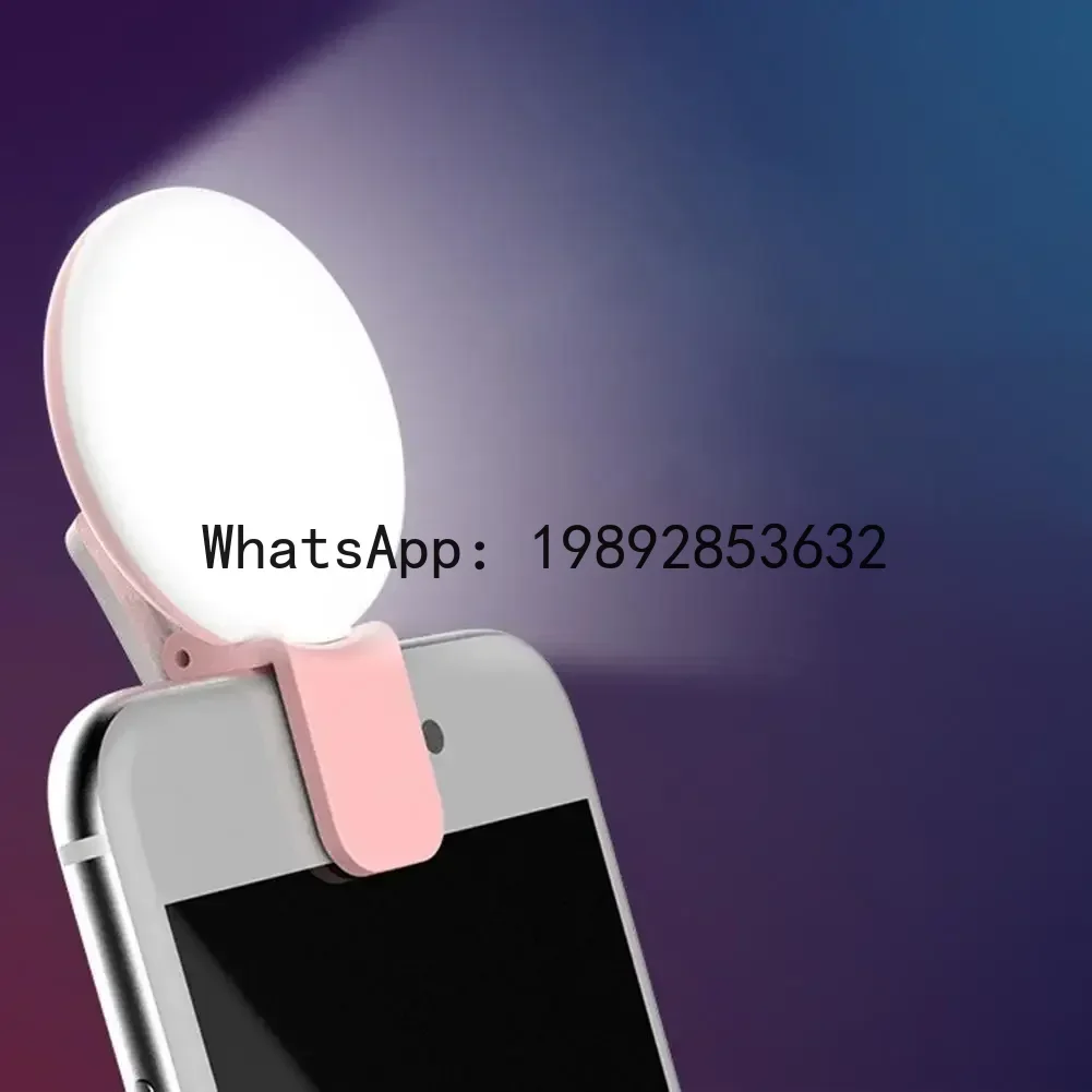 Anillo de Luz LED para Selfies de Teléfono Móvil, Portátil, Mini, Duradero, Práctico, con Tres Niveles de Intensidad, Clip de Fotografía, Luz de Relleno Circular