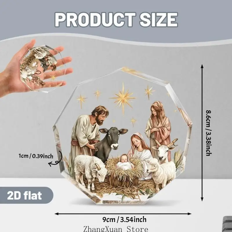 Acryl-Krippe, Desktop-Dekoration, Krippenornament für Tafelaufsätze, christliches religiöses Geschenk für Familien, 3 x – Detail 6