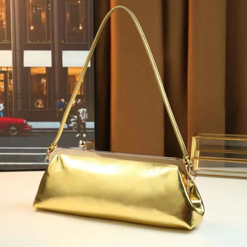 

2026 New Shiny Round Ball Metal Block Slip Armpit Bag Women's Banquet Bag Large Capacity Shoulder Bag