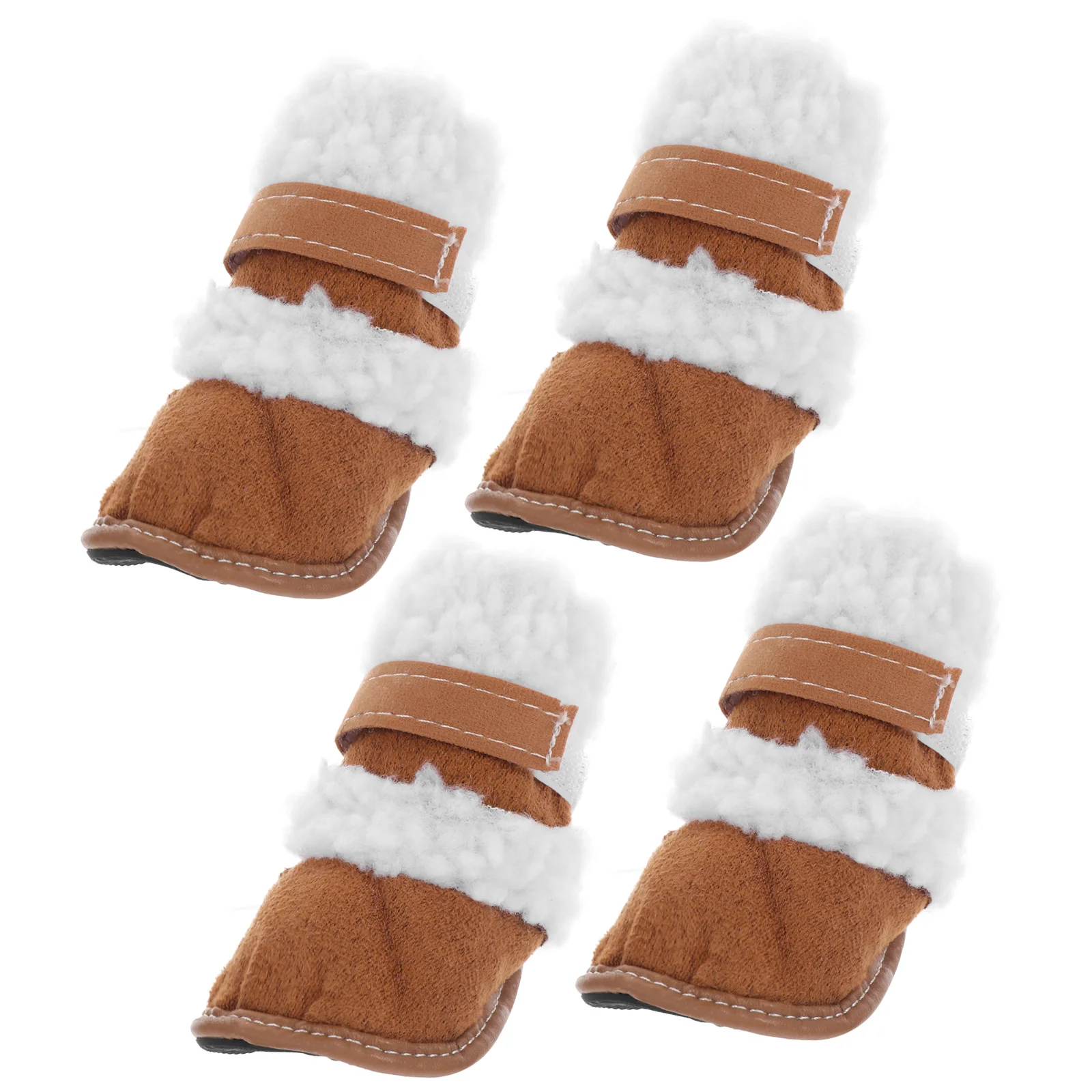

2 Pairs Snow Boots Set for Dogs Puppy Pet Shoes Outdoor Waterproof Winter Dog Booties Anti-Slip Tough Sole Brown Easy for Paws