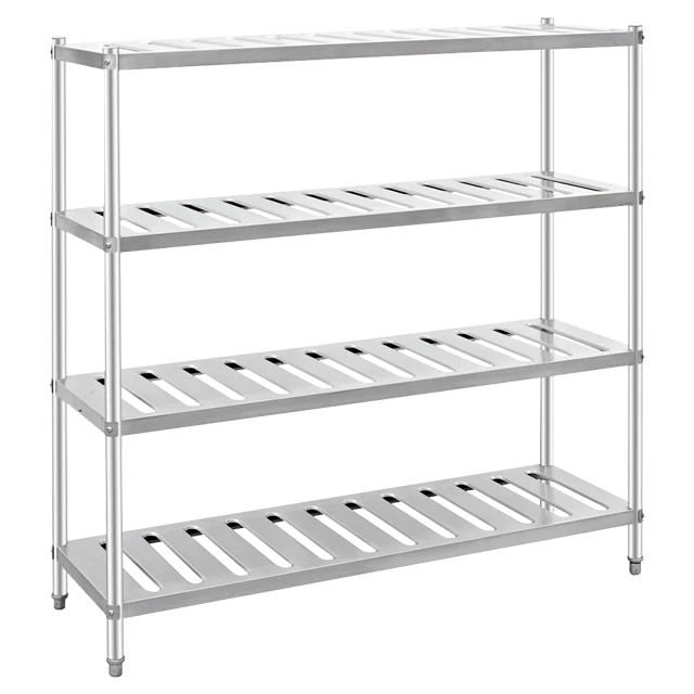 Stainless Steel Shelving Rack, 5 Shelves, Solid Plate, Level Legs, Storage Rack, Storage Holders