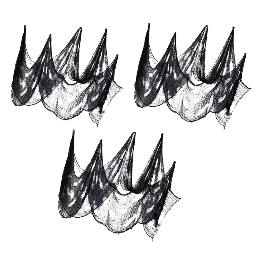 

3 Pcs Party Decorative Gauze Haunted House Decorate Large Black Halloween Table Cloth