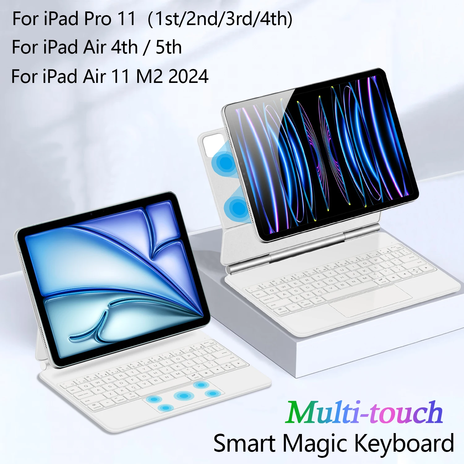 

Folio Keyboard Magic For iPad Pro 11 2022 2021 2020 2018 Air 11 inch M2 Air5 Air4 Smart Cover Multi-touch Backlit Keyboard Case