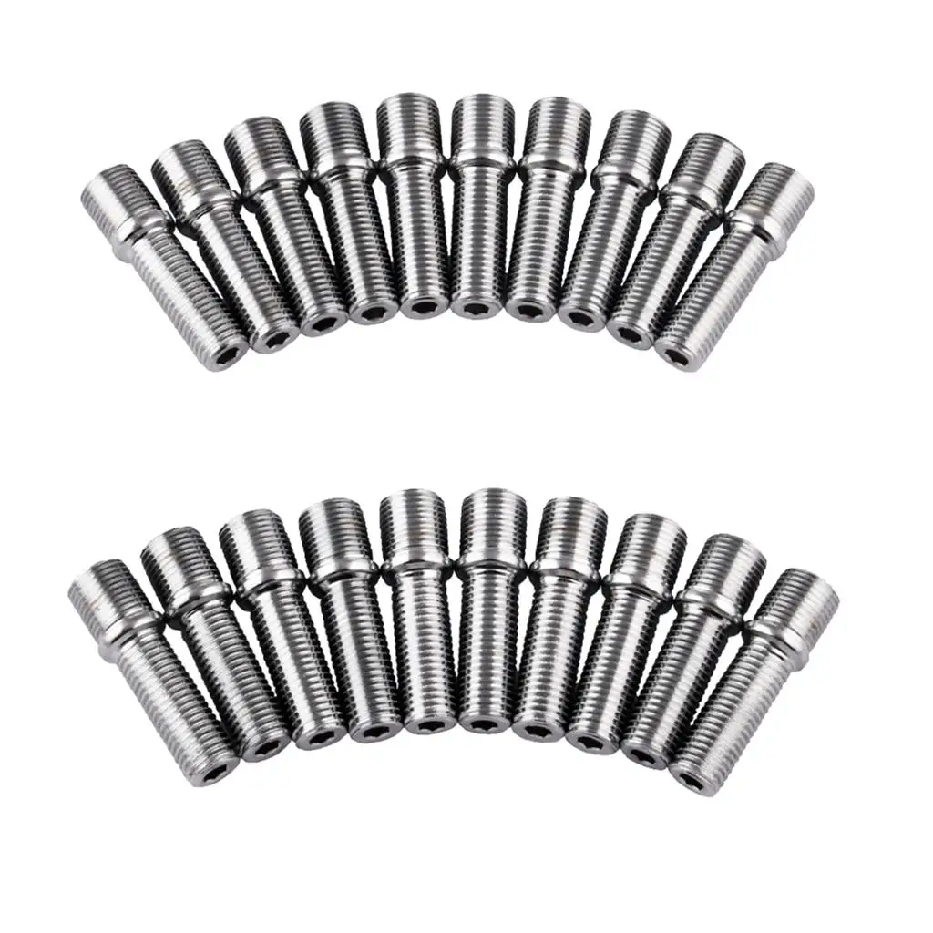 20pcs 50mm Wheel Stud Conversion M14*1.5 to M12*1.5 Extended Shank Adapter