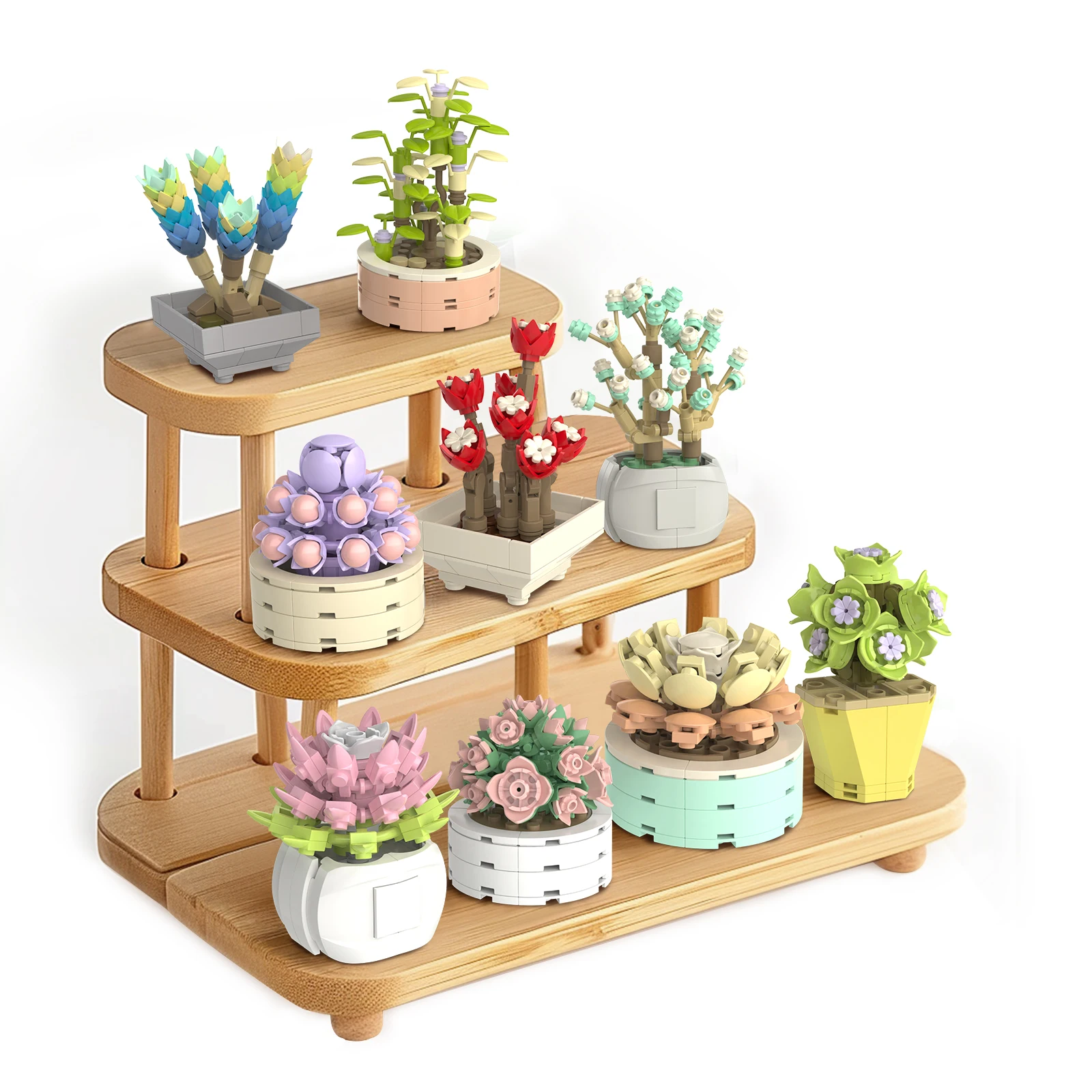 

JMBricklayer Succulent Flowers Botanical Collection Building Set, Plants Office Home Decor Succulents Bonsai Building Toys