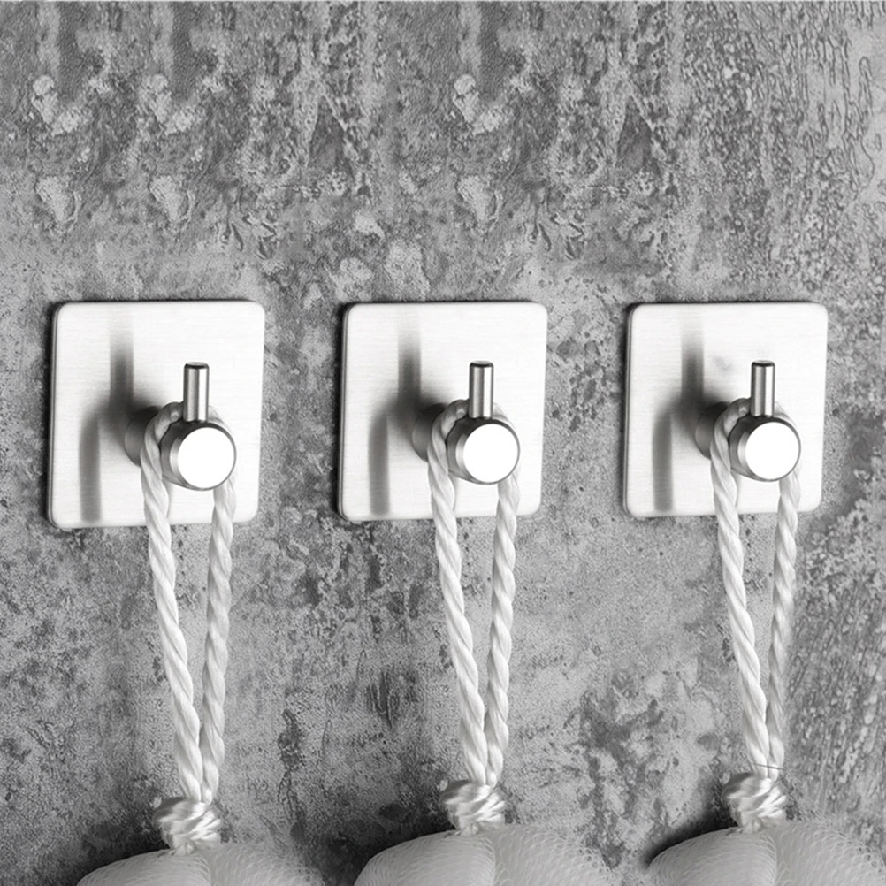 

4pcs Stainless Steel Hooks Adhesive Wall Mount Traceless Strong Hold Non Slip Bathroom Kitchen Towel Rack Pothook Home