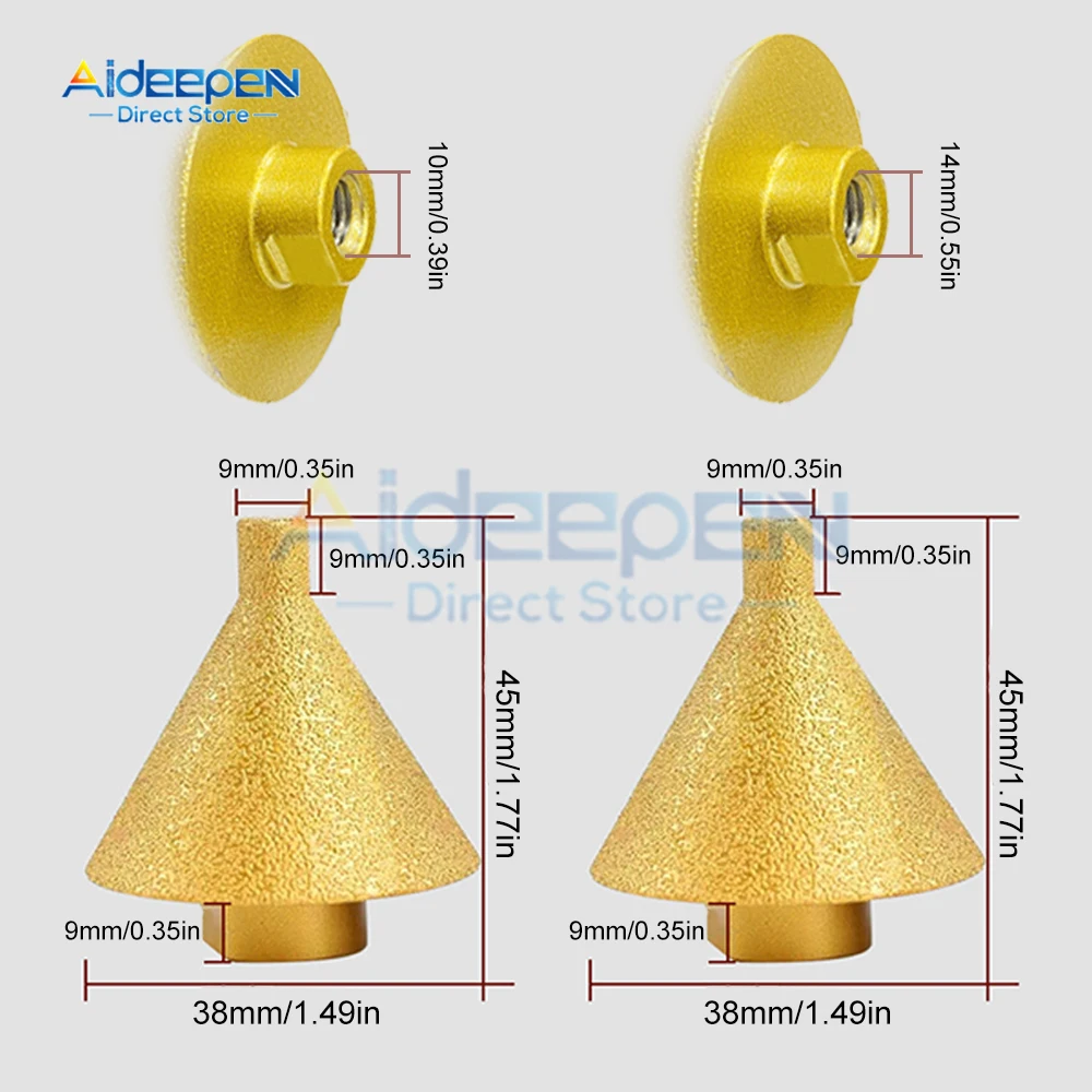 M10 Thread Diamond Beveling Chamfering Bit Hole Drill Reaming Cone Carve Polish Grinding Wheel For Porcelain Tiles Marble M14