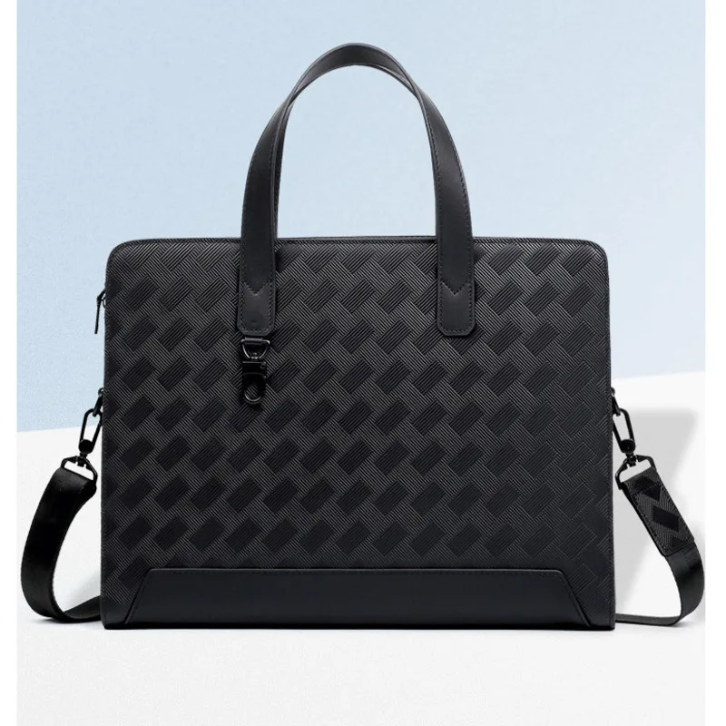 حقيبة يد الأعمال الأنيقة بسيطة وأنيقة حقيبة ساعي الرجال حقائب جلدية للرجال موضة الاتجاه الطبقة العليا جلد البقر حقيبة رجالية #1