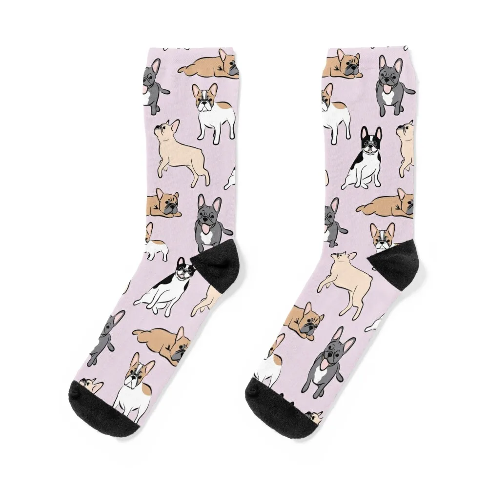 

French Bulldog Pink Socks Heating sock custom winter snow Woman Socks Men's