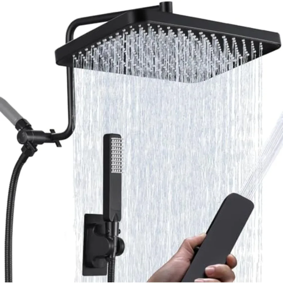 

High Pressure Ra Shower Head with Handheld Spray Combo Dual Rafall Shower Heads Waterfall Tandem Double Showerhead Adjustable E