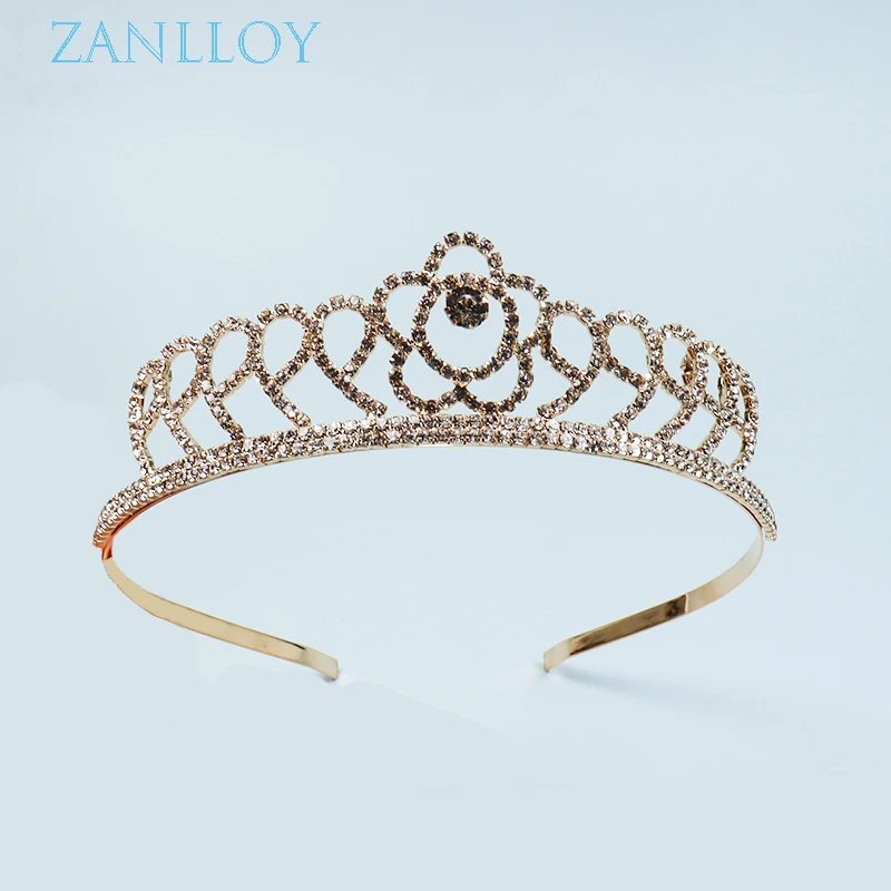 ZANLLOY Crystal Headband Women Bridal Wedding Tiara Hair Accessories Gold Color Princess Crown Headwear Rhinestone Jewelry