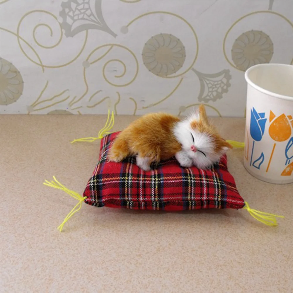 

Cute Artificial Fur Simulation Lying Cats 6 Types Silky Cloth Pad Cats Soft Model Home Car Decoration