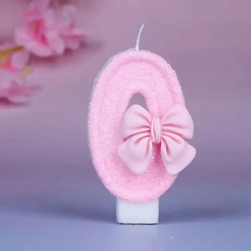 Pink furry birthday candles, cute cake candles, sweet princess cake decorations, girls' birthday party supplies