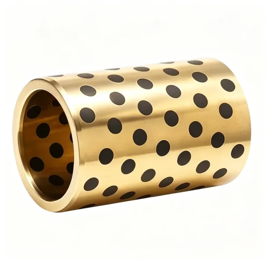 Solid Brass Graphite Embedded Plain Slide Bush Oil-Free Self-Lubricating Journal Sleeve Graphite Inlaid Bearing Inner ID 45-60