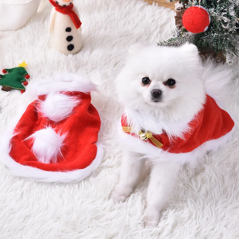 

Dog Autumn and Winter Clothes, Christmas Capes, Cat Bell Capes, Cat Small Dog Pet Supplies