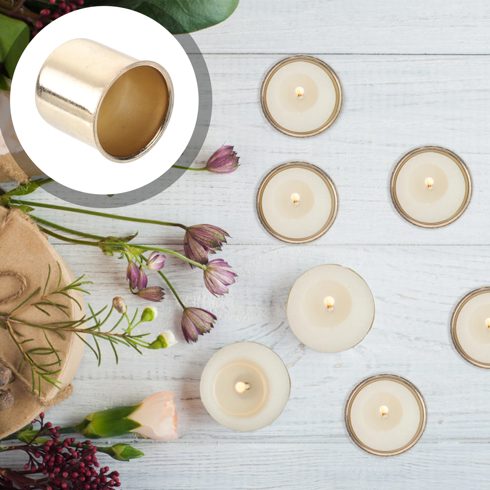 

10pcs Cup Creative Candlestick Home Decorative Holder Metal Iron Simple Smooth Bottom Gift Idea
