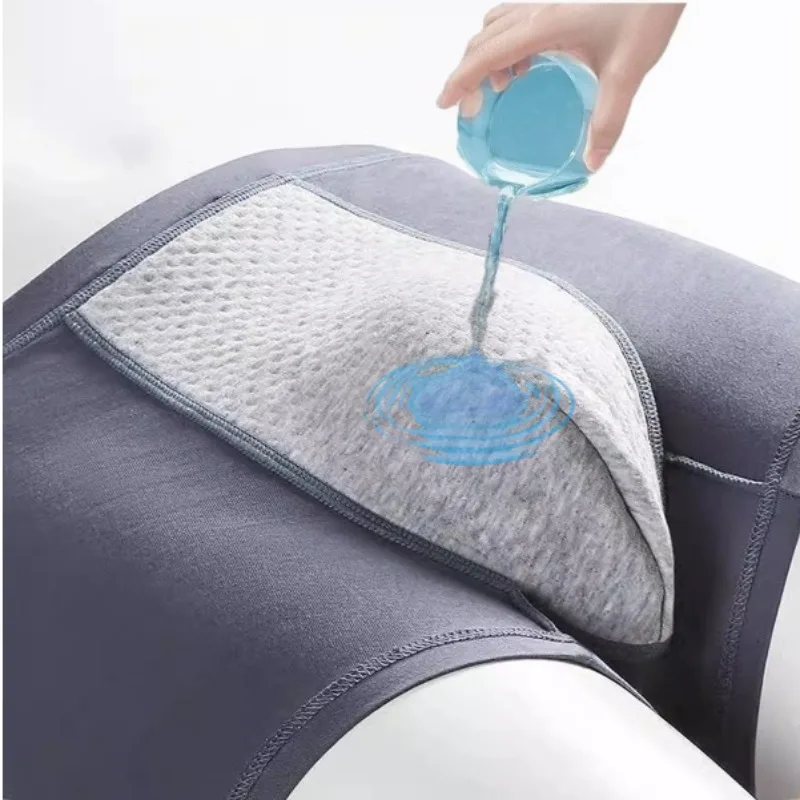 Ropa interior con fugas para hombre, Bóxer transpirable, resistente al agua, con absorción de humedad, holgado, con entrepierna gruesa, lavable, para pacientes