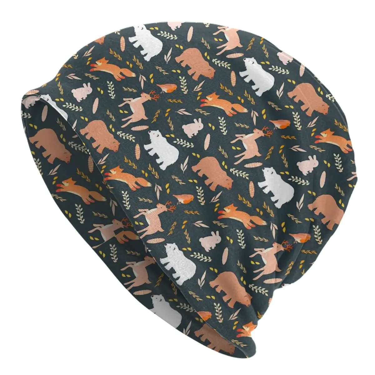 Deer Print Beanie Hats Woodland Animals Bonnet Hats Men Women Casual Outdoor Sport Skullies Beanies Winter Pattern Warm Caps