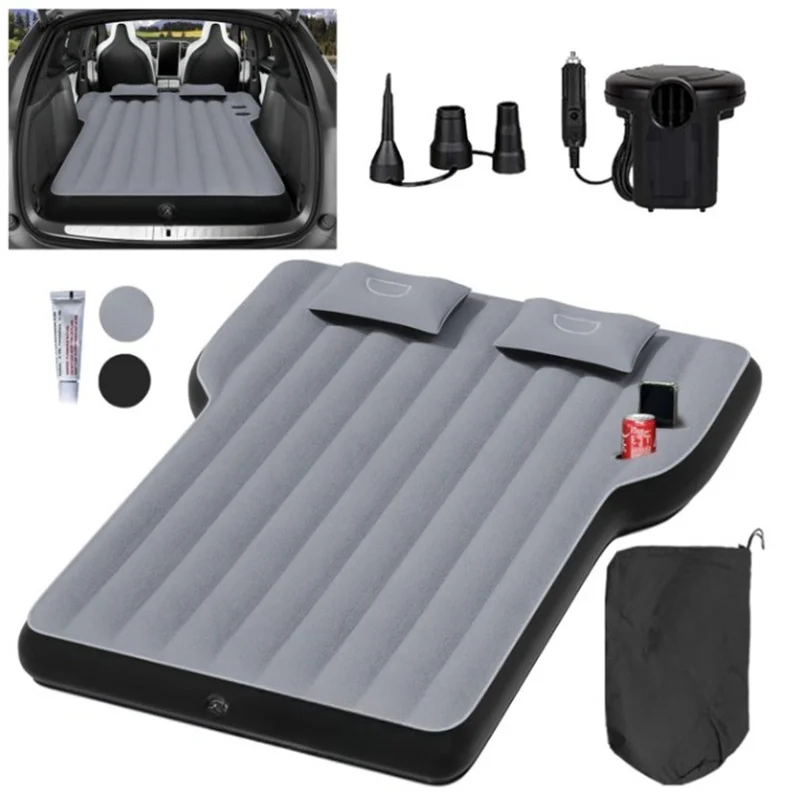 Tesla Model Y Mattress: Inflatable Camping Bed Air Mattress for Model Y, Thickened Travel SUV Sleeping Pad with Car Air Pump 2 P