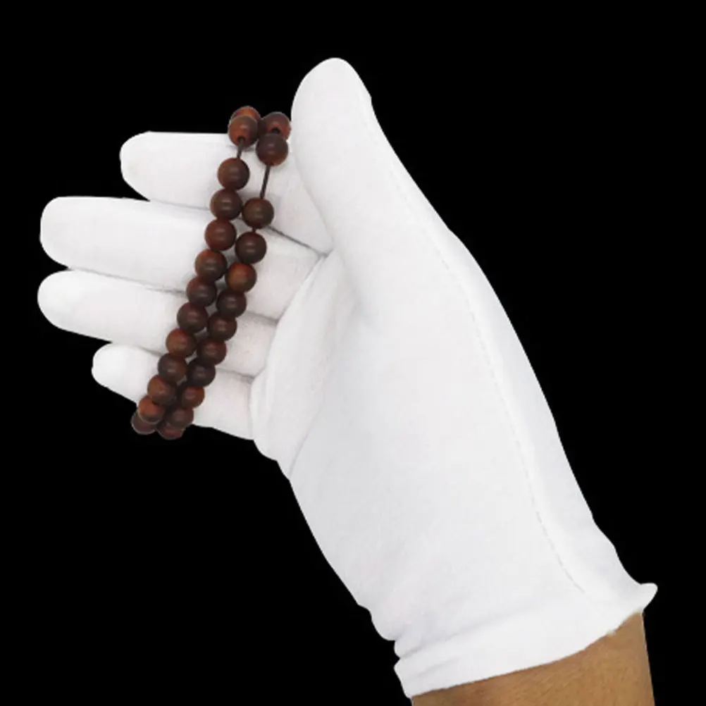 16 زوجًا من القفازات القطنية للمجوهرات، قفازات قطنية مرنة قابلة للغسل لفحص المجوهرات والتعامل مع الاستخدام الواقي #1