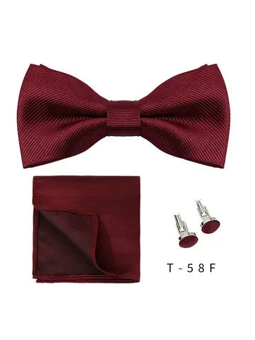 Bowtie Set 3pcs Solid Color Bow Tie For Men Pocket Square Shirts Cufflinks Neck Butterfly Suit For Business Wedding Decorate tie